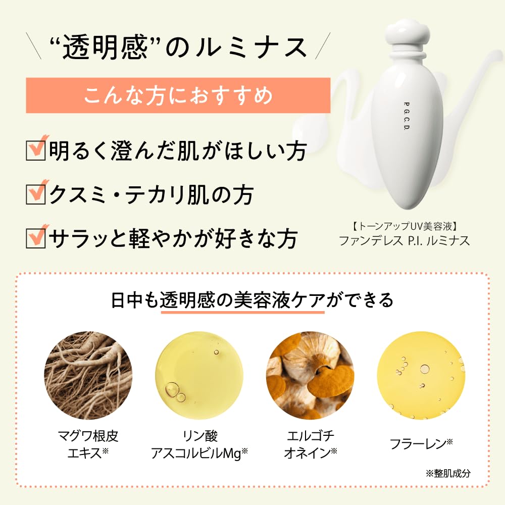 Amazon.co.jp: P.G.C.D. ファンデレス P.I. トーンアップ下地 UV美容液